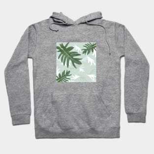 Autumn fall green greenvibes on aquamarine tropical palm leaves Hoodie